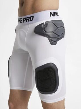 Nike Pro Combat White 5 Pad Hard Plate Compression Shorts Football Girdle Medium